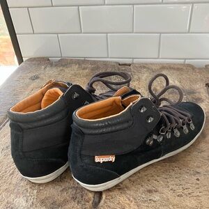 Superdry Men's Black and Orange High-Top Sneakers